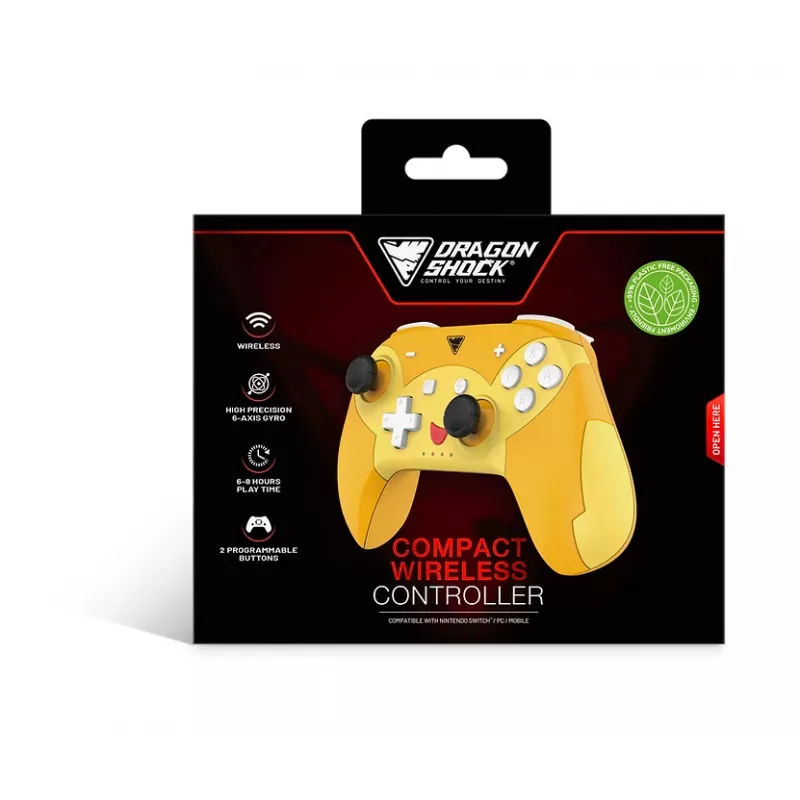 DragonShock PopTop Compact, gamepad, Nintendo Switch, terug-knop, D-pad, home-knop, reset-knop, draadloos, Bluetooth, USB Type-C