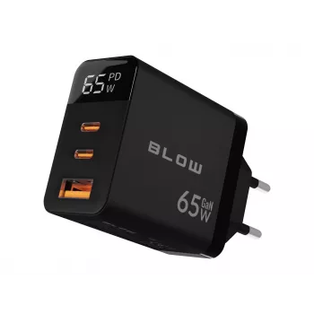 LCD-wandlader USB-stopcontact + USB-Cx2 PD 65W GAN zwart wattmeter