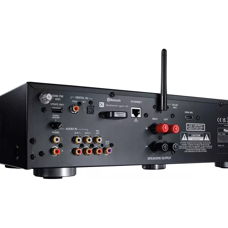 Stereo-receiver Magnat MC 400 — 2.0 kanalen, 40 W per kanaal, cd-speler, Wi-Fi, Bluetooth, DAB/FM, ethernet (zwart)