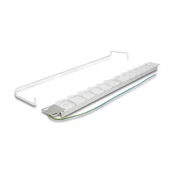Patchpanel 19 inch DELOCK 24 poorten Keystone, kantelbare poorten, trekontlasting, 1U metaal