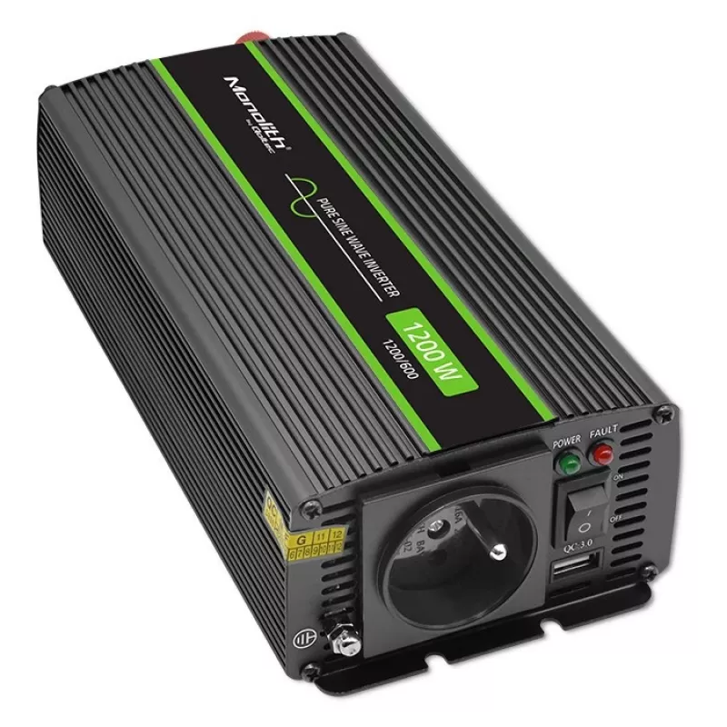 Auto-omvormer Qoltec Monolith 1200 W zwart 12 V
