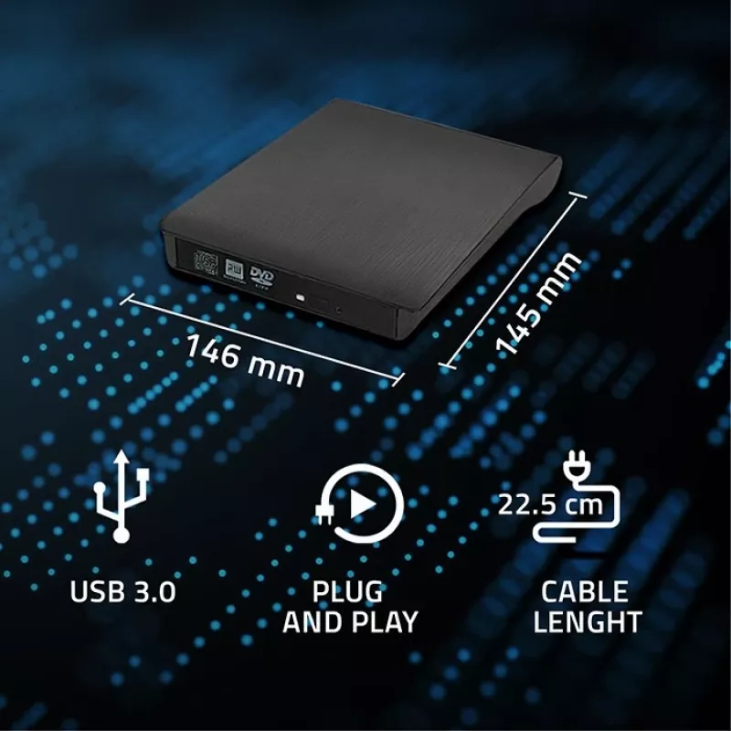 Behuizing voor optisch station CD/DVD SATA, USB 3.0, 9,5 mm