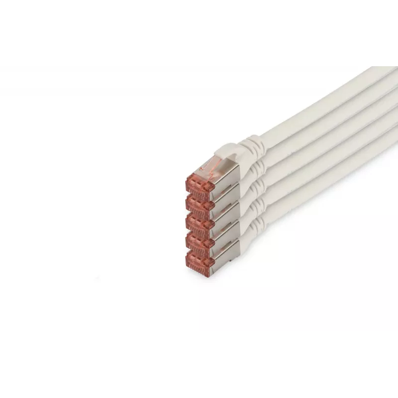 DIGITUS CAT6 S/FTP patchkabel, 10 m, wit, 5-pack