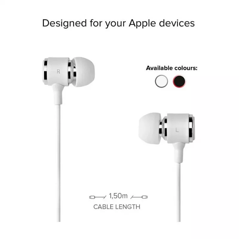 SBS TEINEARLIGHTW - hoofdtelefoon - in-ear - bellen & muziek - wit - knop - buttons