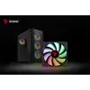 PC-behuizing SAVIO Noctis Flow RGB — Cube, ATX/Mini-ITX, 3x 120 mm frontventilatoren, zijvenster van gehard glas, max. GPU 35 cm