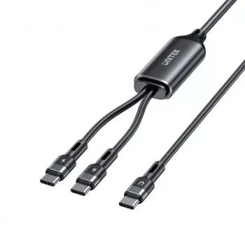 USB-C 2-in-1-kabel Unitek C14146ABK01 1,8 m, USB-C naar USB-C, 100 W PD, zwart