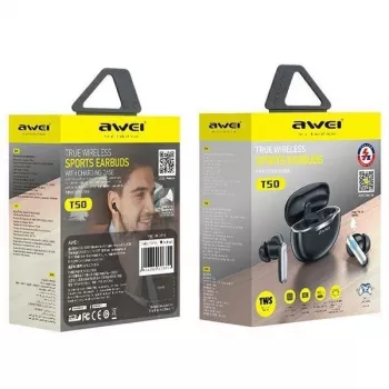 Awei koptelefoon Bluetooth 5.3 T50 TWS oplaadcase /zwart