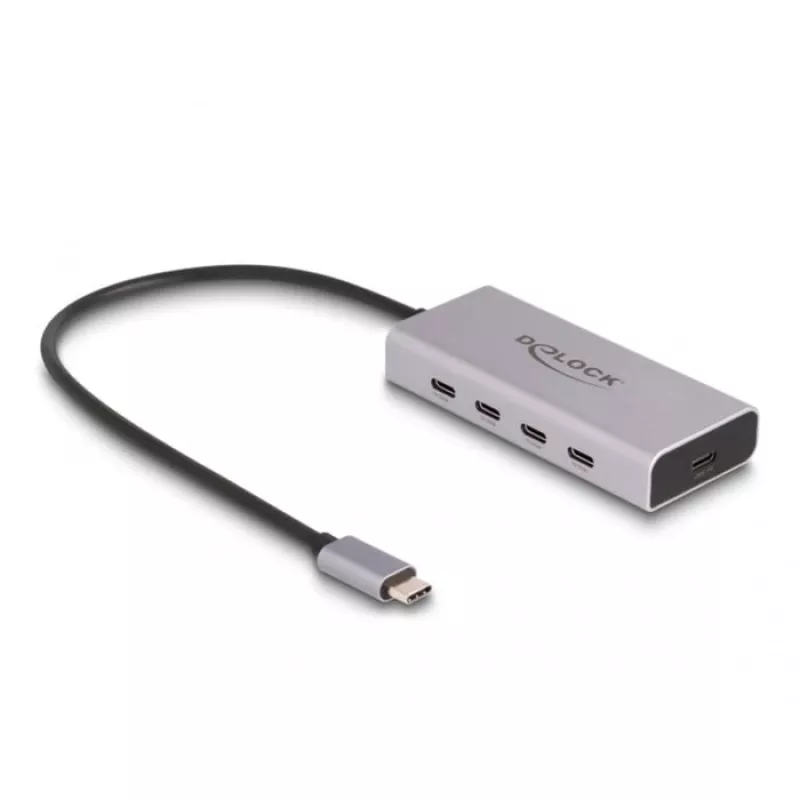 DELOCK USB hub 10 Gbps Type-C 4 poorten PD 85W 30cm kabel