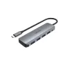 USB-hub Unitek P5+ — 5 poorten (4 × USB 3.2 Gen 2 Type-A), USB 3.2 Gen 1 host, 5 Gbit/s, 10 W PD, aluminium, grijs