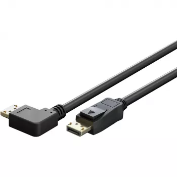 Kabel DisplayPort stekker 90° > DisplayPort stekker, 8K / 144Hz (zwart, 2 meter, 1 stekker 90° zijwaarts, 54 Gbit/s, DisplayPort 2.0 / 2.1)