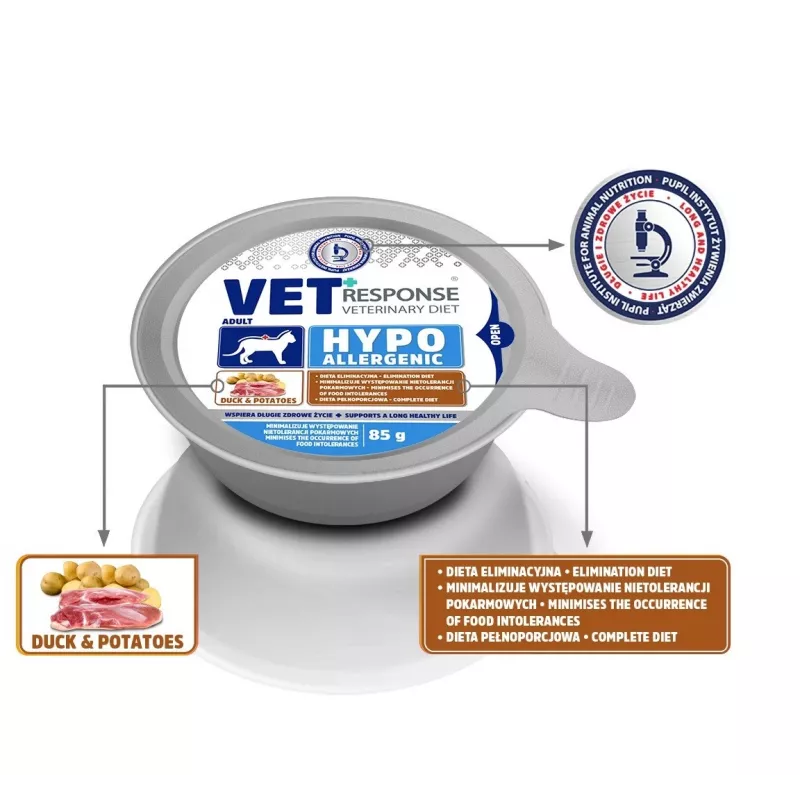VET RESPONSE Hypoallergenic eend - natvoer voor katten - 85 g