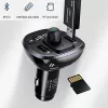 USAMS US-CC115 C21 fm-transmitter voor in de auto met dubbele USB-oplader, Bluetooth 5.0, 3,4 A, zwart
