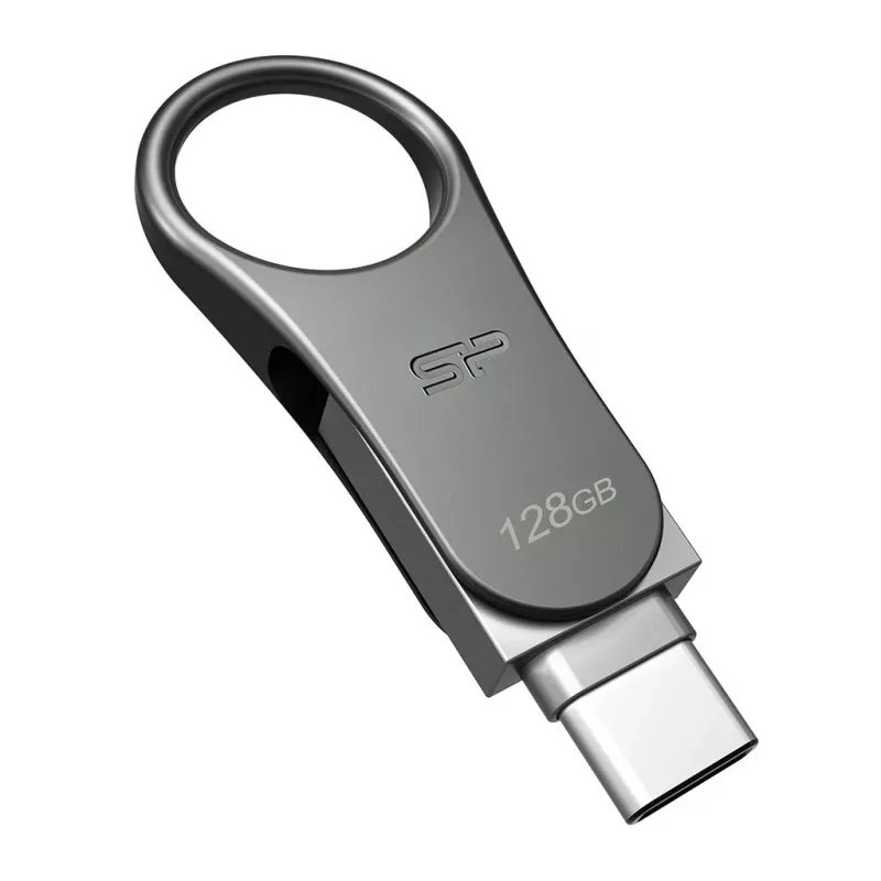 Silicon Power Mobile C80 128 GB USB-stick, USB Type-A / USB Type-C, USB 3.0 (3.1 Gen 1), titanium