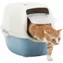 Kattenbak met kap Rotho Bailey 560×400×390 mm, blauw/wit, koolstoffilter, handgreep, klapdeur