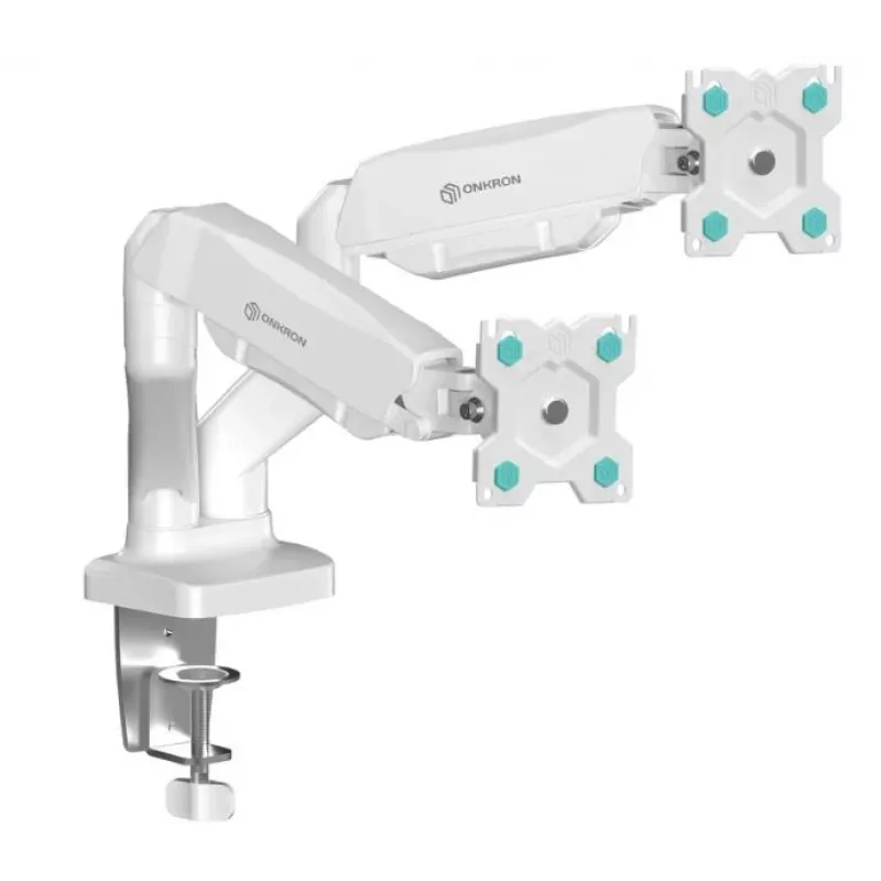 ONKRON G160-W Draai- en kantelbare bureausteun voor twee monitoren van 13-32 inch, tot 8 kg, wit