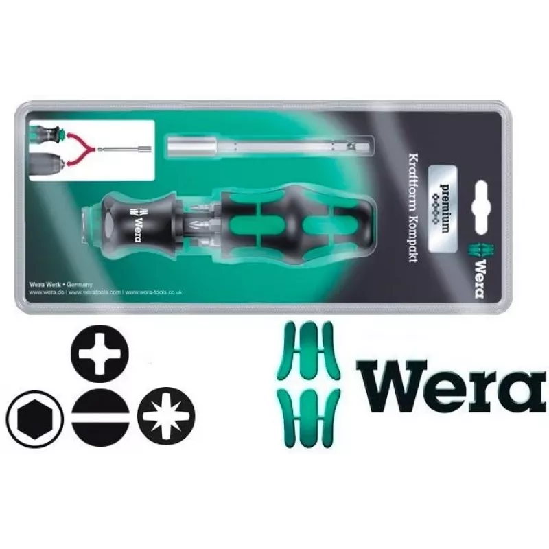 Wera 6-delig KK28 Kraftform kompakt bit-houderschroevendraaier-set