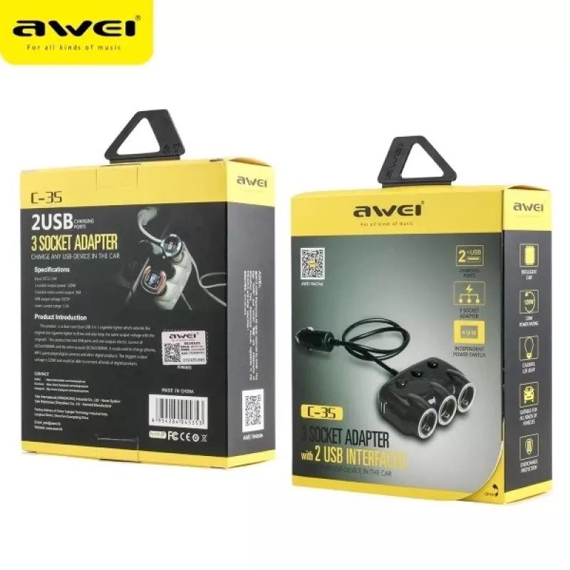 Auto sigarettenaansteker-adapter Awei C-35 voor 12V- en 24V-stopcontacten