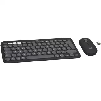 Logitech Pebble 2 Combo draadloos toetsenbord en muis QWERTZ Duits grafiet