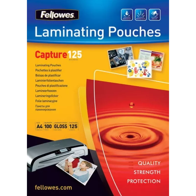 Fellowes Capture lamineerhoezen 125 micron, glanzend, 83 x 113 mm, 100 stuks