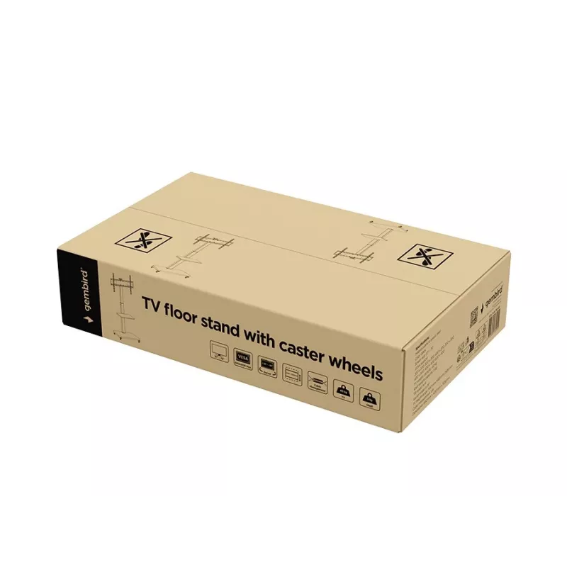 Gembird TVS-75S-02 TV-vloerstandaard met wielen, 37 - 75, zwart