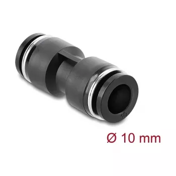 Pneumatische connector DELOCK 10 mm recht, binnendraad, metaal/kunststof, 43,5 mm, zwart