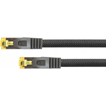 Python® Series RJ45-patchkabel met Cat.7-ruwkabel, knikbescherming (RNS®) en nylonommanteling, S/FTP, PiMF, halogeenvrij, 600MHz, OFC, zwart, 25m (8070PY-250S)