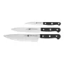 Messenset ZWILLING Gourmet 3 dlg. — gesmede stalen lemmetten 10/16/20 cm, zwarte kunststof handgrepen, vaatwasmachinebestendig