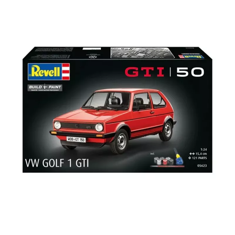 Kunststof modelauto REVELL VW Golf1 GTI 50 jaar schaal 1:24