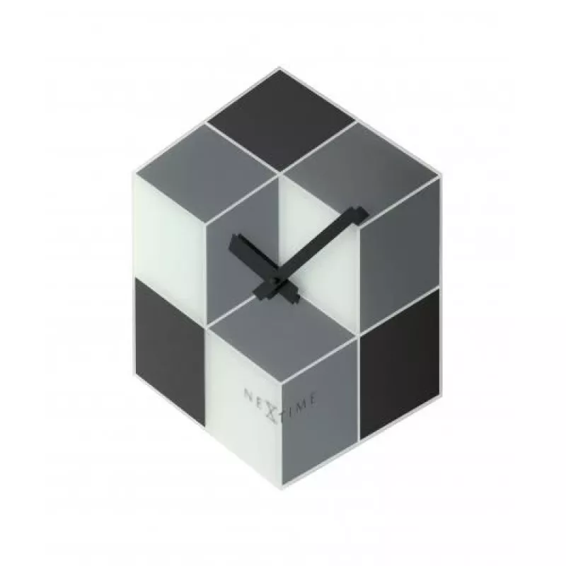 NeXtime klok 8171 Cubic, 43,5x37 cm, wand, zwart/wit/grijs