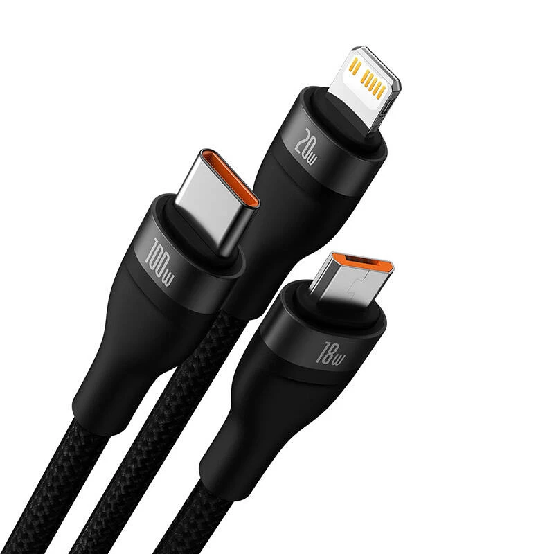 USB-kabel Baseus CASS030101 1,2 m USB-A/USB-C USB-C/Micro-USB-B/Lightning zwart