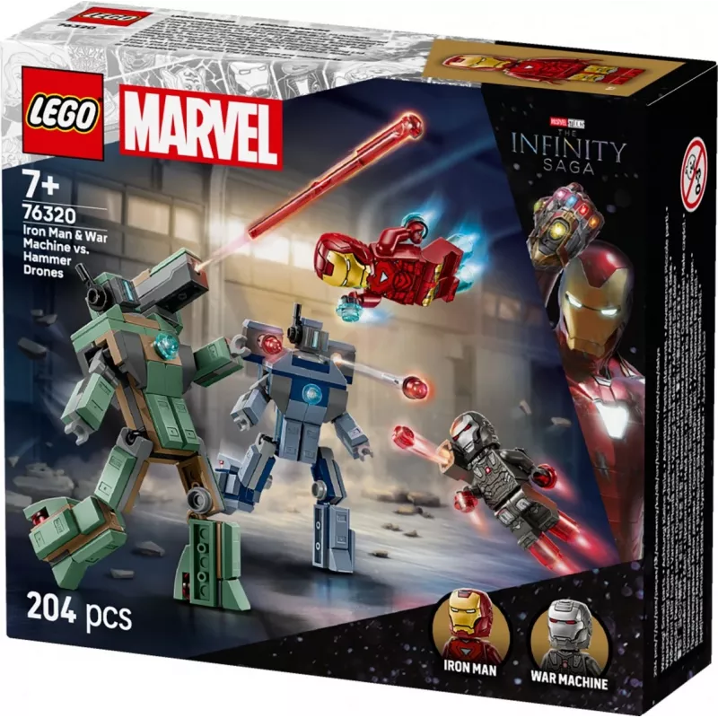 Constructiespeelgoed LEGO Marvel Super Heroes Iron Man War Machine set 76320, 204 onderdelen, 2 minifiguren, 100 mm hoogte