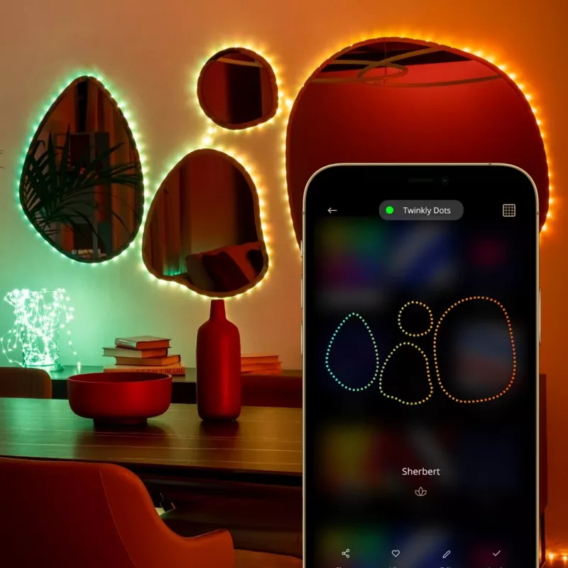 Twinkly Dots 60 RGB USB smart lights, 3 m, zwart