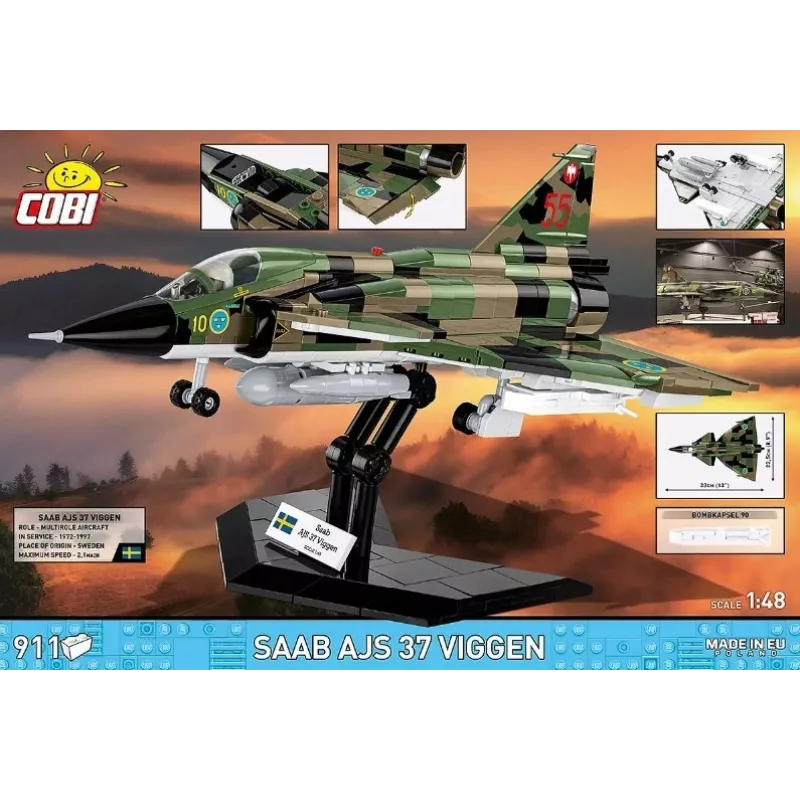 Constructieset Cobi Blocks Saab AJS 3 Viggen 911-delig modelbouwset, 911 onderdelen