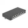 Patchpanel DELOCK mini desktop RJ45 8 poorten Cat.6A afgeschermd zwart voor tafel, wand of DIN-rail