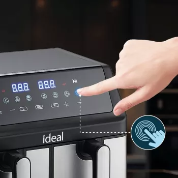 IDEAL vetvrije friteuse, dubbel horizontaal 9L, 8 functies - inclusief voedseldrogen