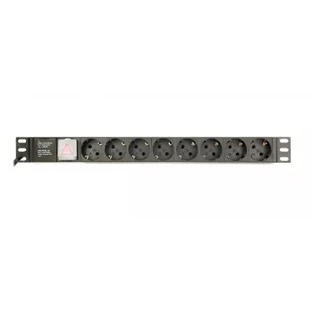 Power Distribution Unit GEMBIRD EG-PDU-014-C14, 8 AC-uitgangen, C14-ingang, 3 m kabel, 1U, 3680 W, 10 A, aluminium, zwart