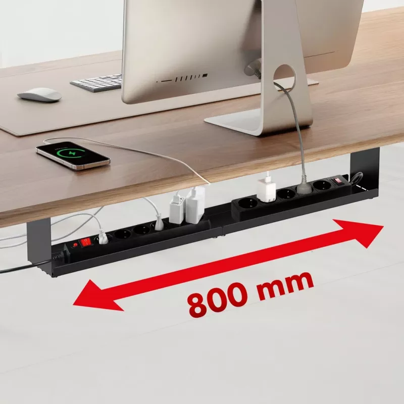 Maclean compacte kabelorganizer onder het bureau, max. belasting 5 kg, zwart, MC-107 B