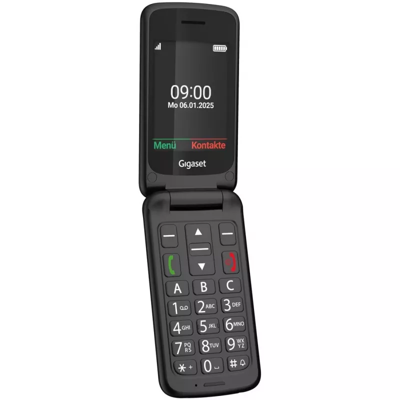 Gigaset GL595 seniorentelefoon 7,11 cm (2,8 inch) Dual SIM, SOS-knop, spat- en stofbestendig, 32 MB RAM, microSD-sleuf, zwart