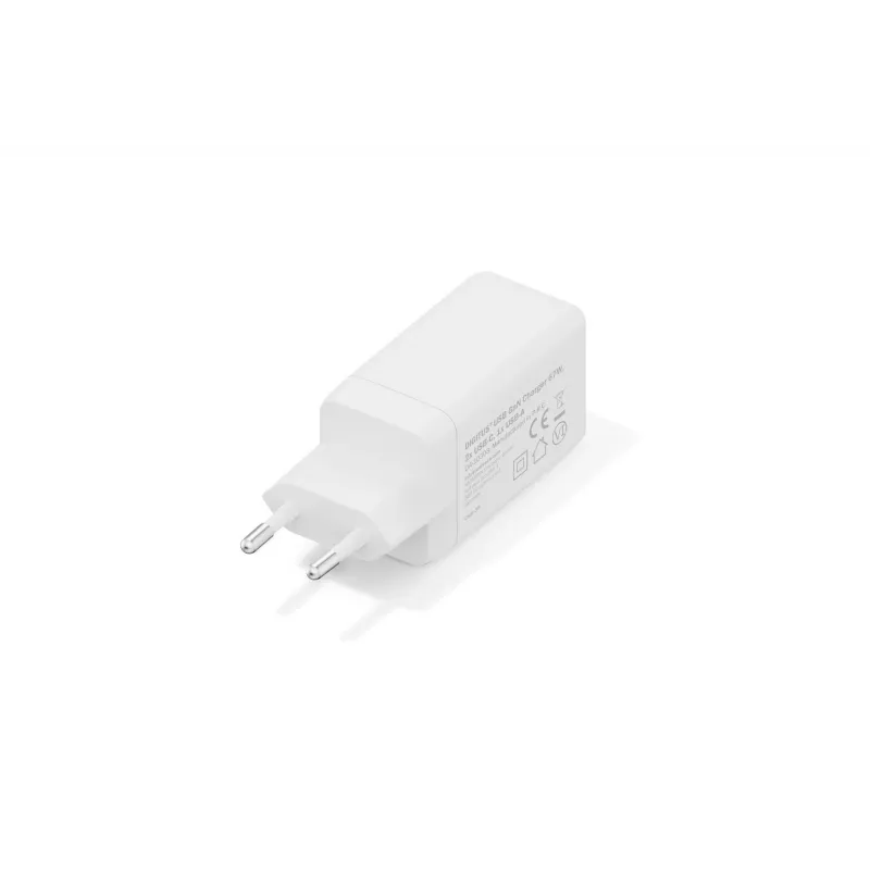 Wandoplader DIGITUS DA-10303 67W GaN, 2× USB-C + 1× USB-A, 100–240V, wit