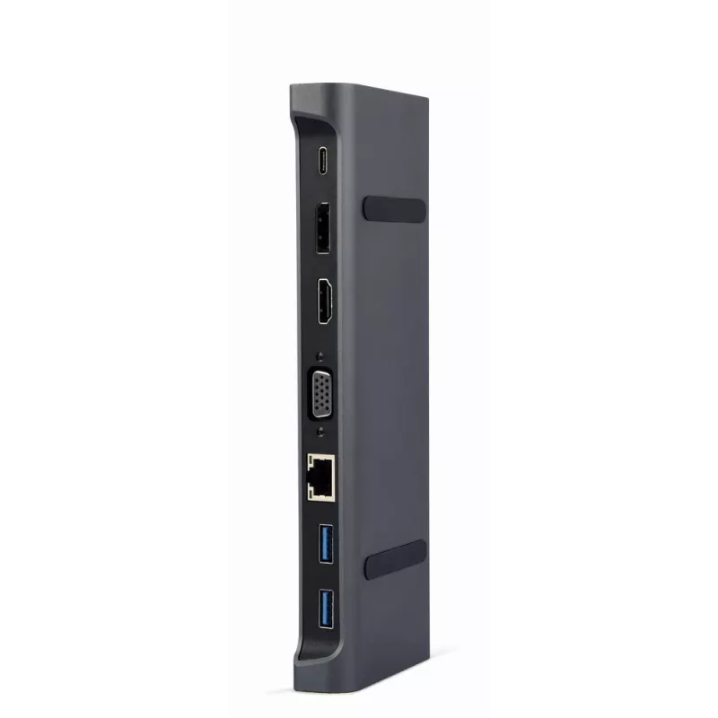 Laptop-dock Gembird A-CM-COMBO9-02 USB 3.2 Gen 1 Type-C, HDMI, VGA, 3×USB-A, Gigabit Ethernet, 87W PD, grijs