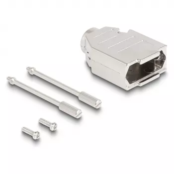 Kabeltule DELOCK D-Sub-behuizing 9-polig (stekker/bus) zilver kunststof, 31×46×16 mm