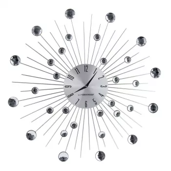 Wandklok ESPERANZA EHC002 — mechanisch, rond, 50 cm diameter, 25 mm diepte, aluminium frame, glazen deksel, roestvrijstalen afwerking