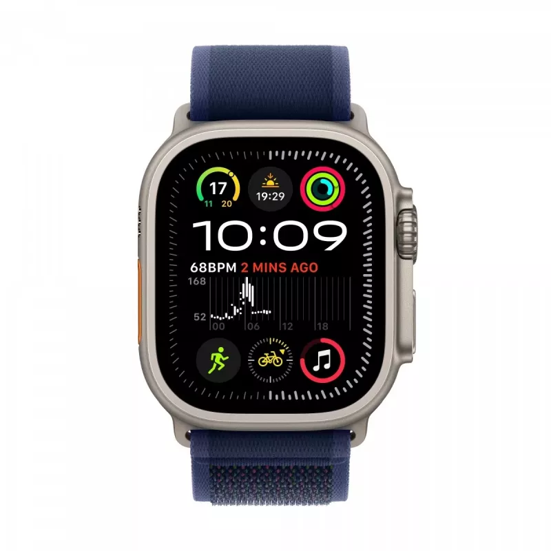 Watch Ultra 2 GPS + Cellular 49 mm Natural Titanium behuizing met Blue Trail Loop - M/L