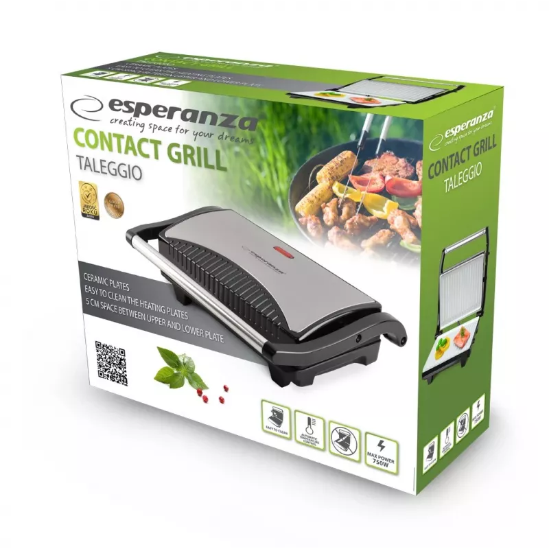 Esperanza EKG006 elektrische grill 750W RVS/zwart