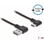 USB 2.0-kabel Type-A stekker naar USB Type-C stekker haaks links/rechts 1 m zwart DeLOCK 85281