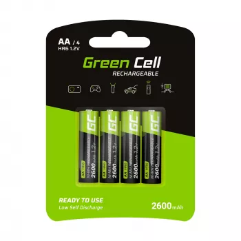 Oplaadbare accu Green Cell GR01 AA NiMH 1,2 V 2600 mAh, 4 stuks, groen