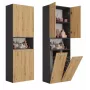Top E Shop NEL 2K DK ANT/ART KP badkamer opbergkast, grafiet/eiken