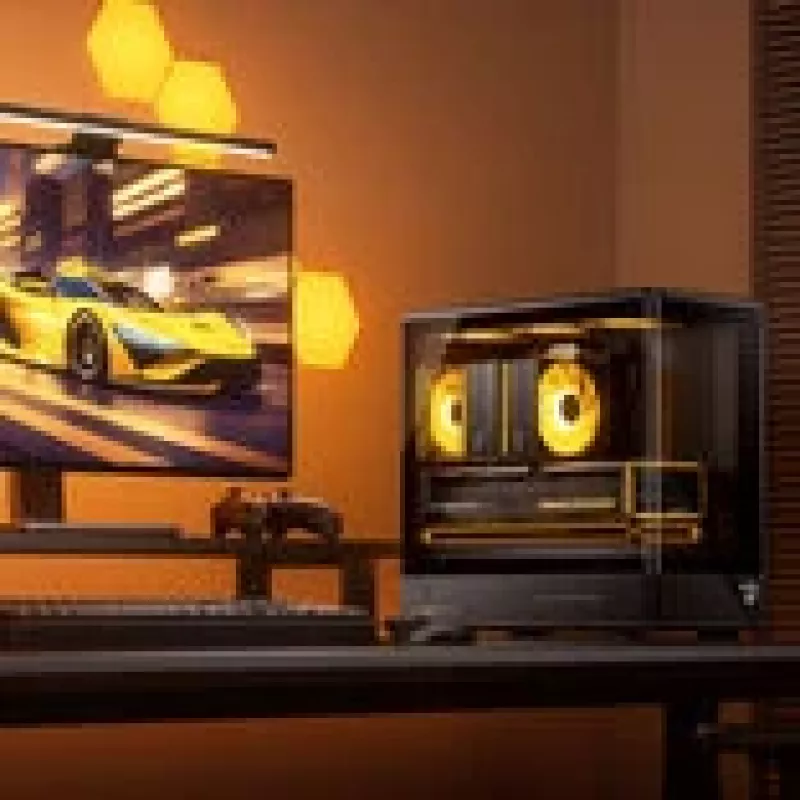 Computerbehuizing Jonsbo D200 midi-tower mATX gehard glas mini temp display Zwart