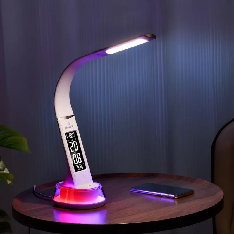 Bureaulamp Hawk HW-LAMP05 wit LED verstelbaar — compacte LED-werklamp met verstelbare arm