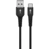 Goobay USB-C-kabel Fabric Supersoft met metalen stekkers, 2 m, zwart (2m, USB 2.0, 60W), USB-kabel